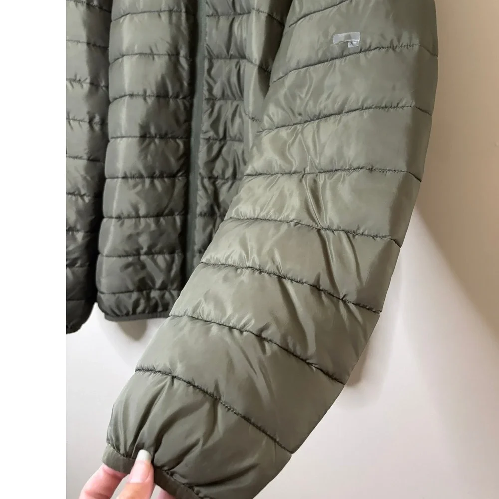 True Religion Olive Green Quilted Puffer Jacket Mens Size 2X FLAW Lightweight